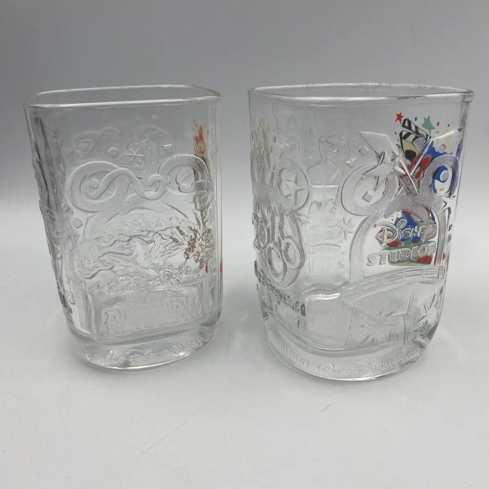 Disney‎ World 2000 Celebration Glass Set Mickey Mouse Animal Kingdom Studios 2pc